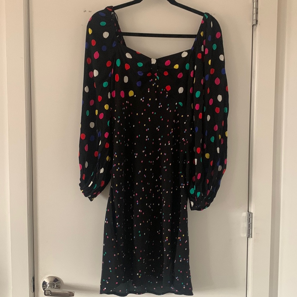 RIXO Multi Color Polka Dot Dress